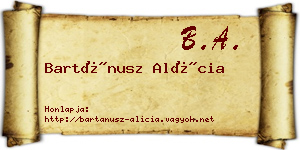 Bartánusz Alícia névjegykártya
